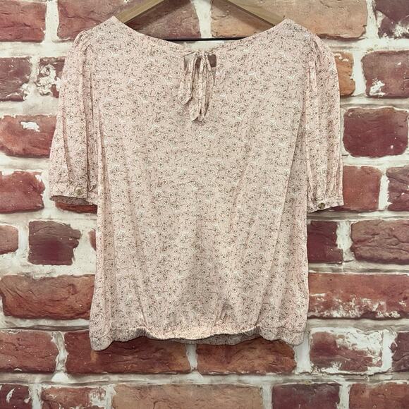 C&C California Crop Top Shirt Women's M Pink Multicolor Floral Abstract Tie Nape - Picture 4 of 8